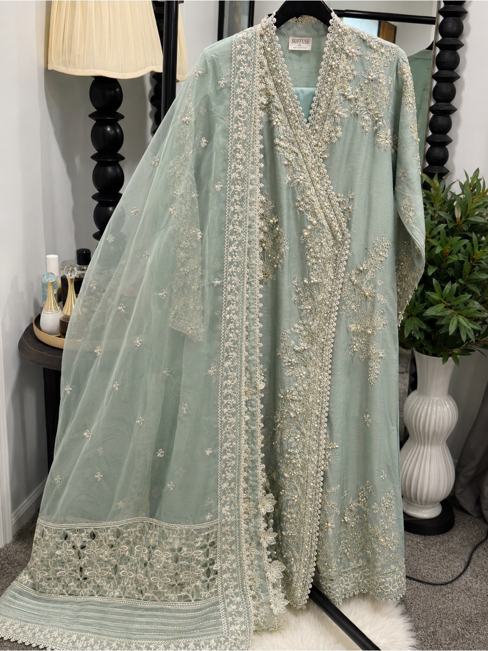 Sea Green Embroidered Formal Outfi